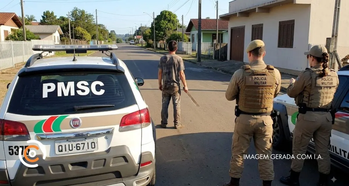 Presença de homem com facão mobiliza polícia perto de escolas em Três Barras