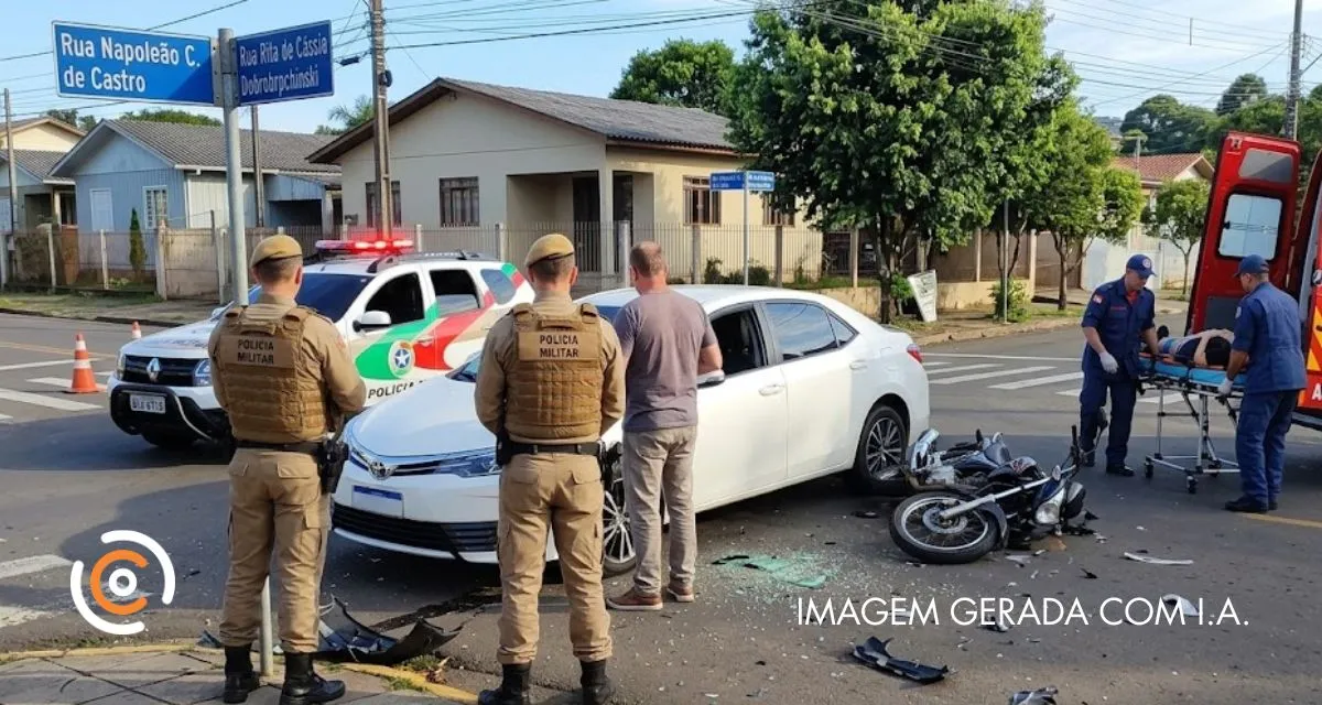 Acidente entre carro e moto deixa ferido no bairro São Cristóvão em Três Barras