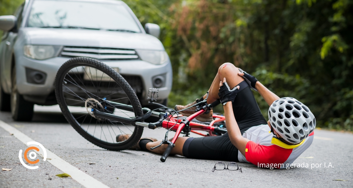 Ciclista fica ferido após ser atingido por carro no Centro de Canoinhas