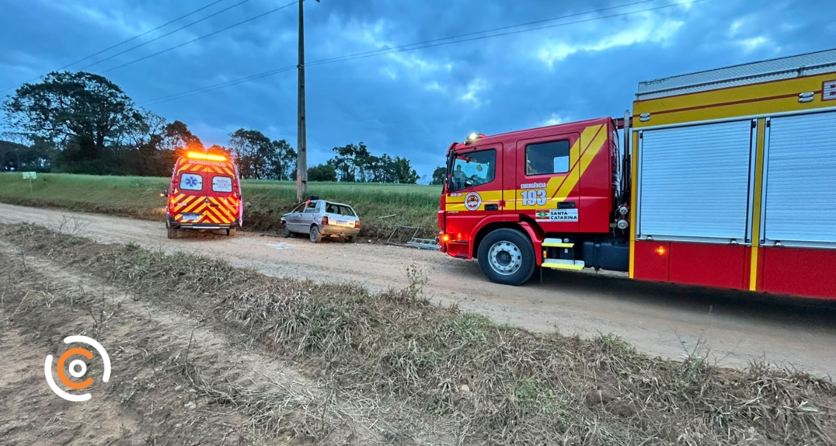 Capotamento deixa idoso ferido no interior de Irineópolis