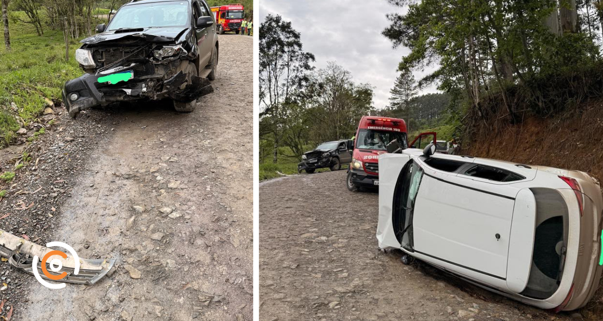 Colisão frontal entre dois veículos deixa duas pessoas feridas em Papanduva