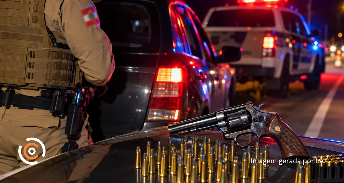 Suspeito de atirar contra dois homens em Porto União é preso com arma e munições na BR-280, em Canoinhas