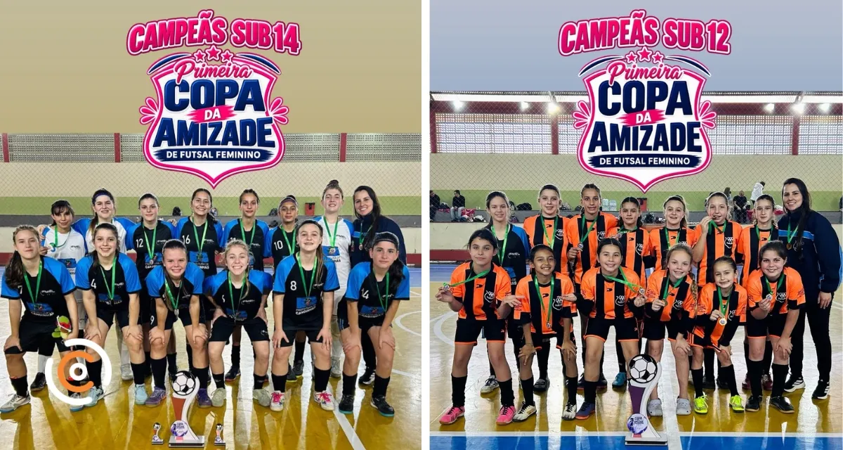 Atletas de Canoinhas são campeãs em duas categorias na 1ª Copa da Amizade de Futsal em Fraiburgo 