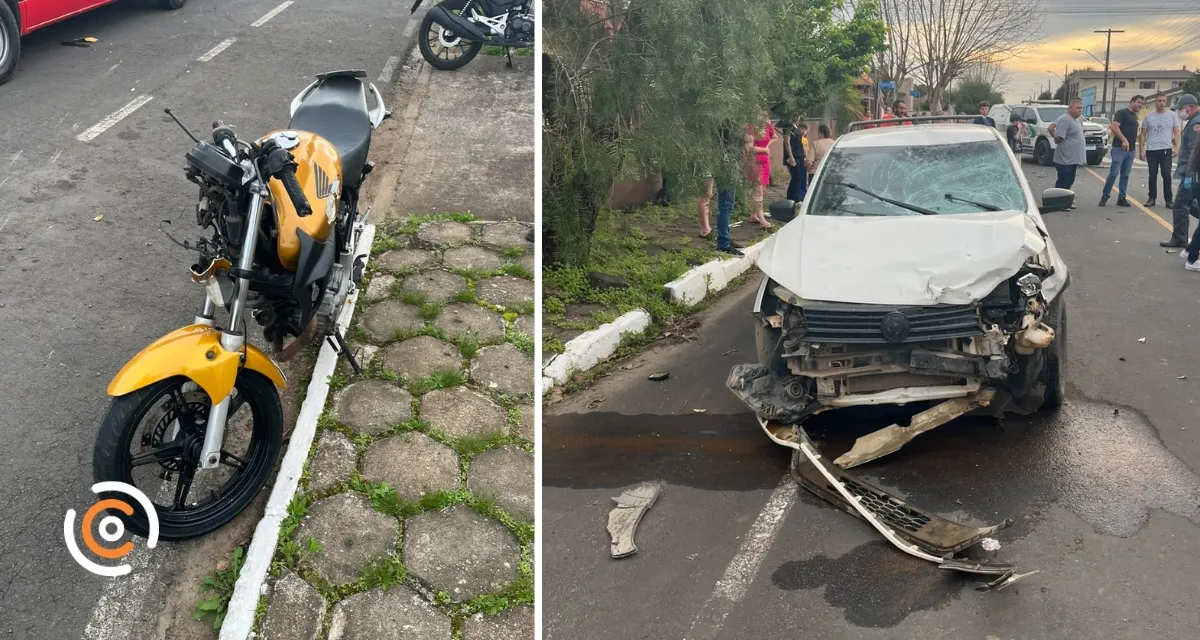 Colisão frontal entre carro e moto deixa jovem ferido em Três Barras