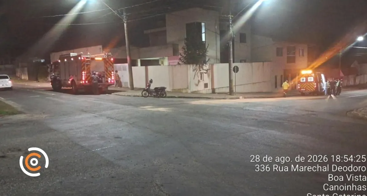 Motociclista cai após escorregar em óleo na pista em Canoinhas