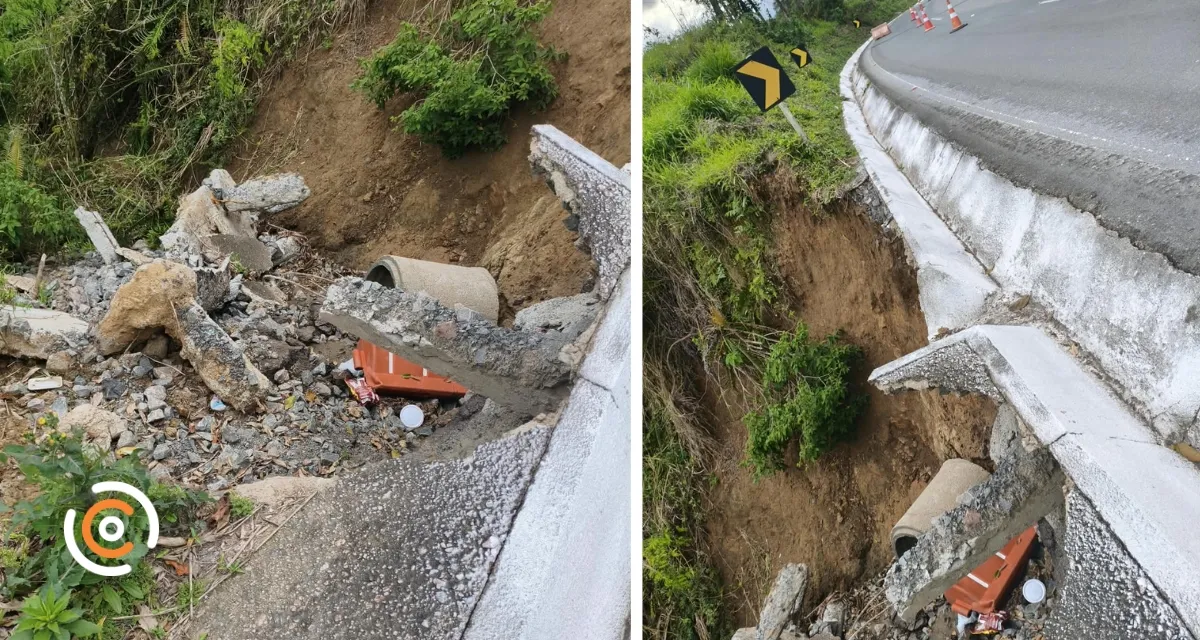 Desmoronamento na BR-280 em Corupá provoca interdição parcial e exige atenção dos motoristas
