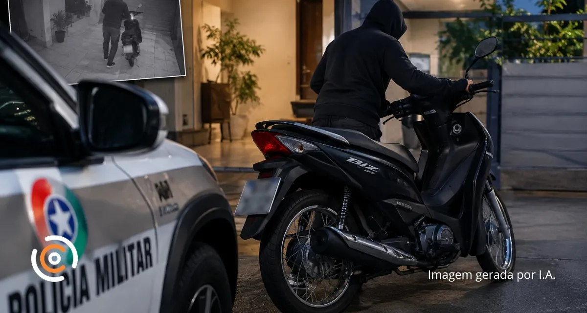 Motocicleta é furtada de residência em Porto União; Imagens ajudam na investigação