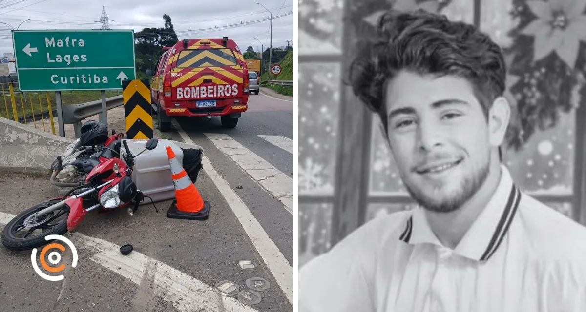 Motociclista de 21 anos morre após acidente no trevo da BR-116, em Mafra