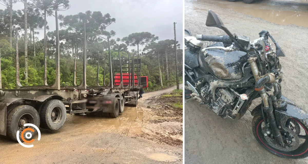 Motociclista morre após colidir contra carreta na SC-120, em Três Barras