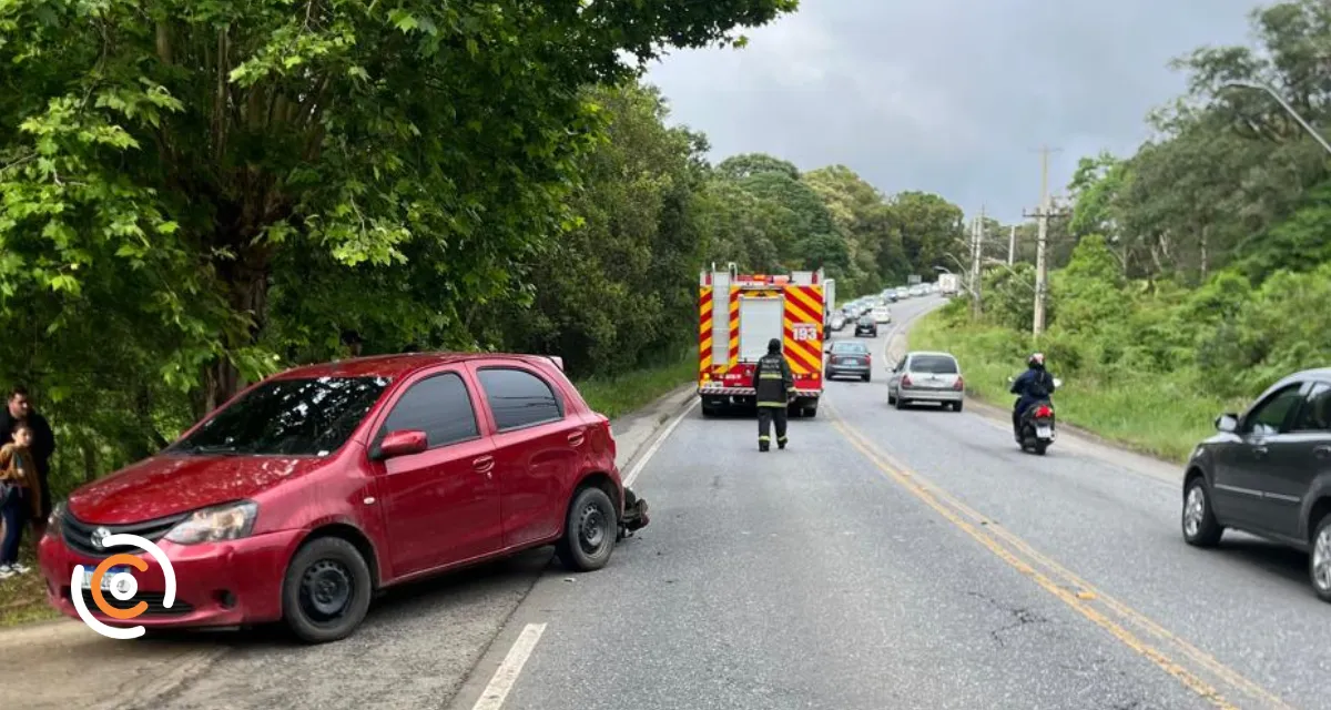 Motociclista fica ferido após colisão com carro na SC-303, em Três Barras