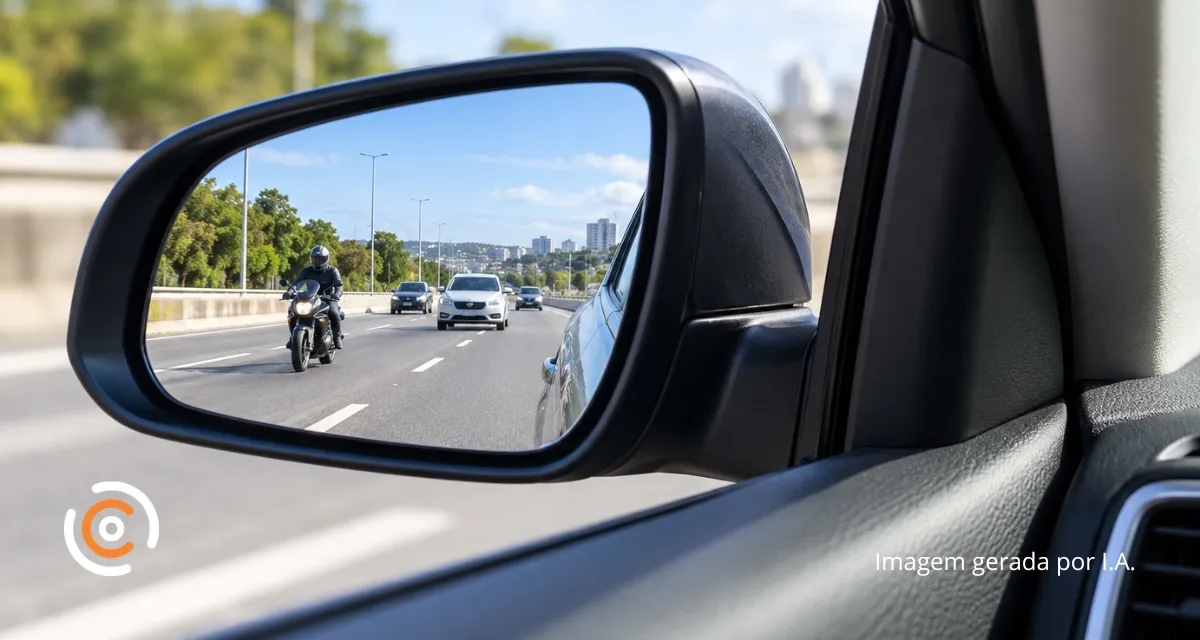Erro comum ao ajustar retrovisores pode esconder motos e carros no trânsito; saiba como evitar